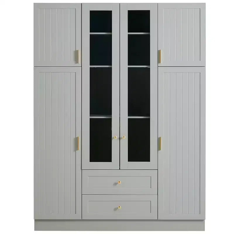 Garde-manger de cuisine autoportant Whisen 71''H, grand buffet de salle à manger avec 6 portes et étagères réglables