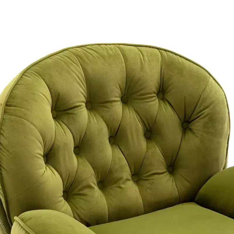Fauteuil d'appoint en velours Okak avec pouf, fauteuil de salon moderne de style scandinave sans accoudoirs, fauteuil d'appoint doux et confortable pour regarder la télévision, jouer à des jeux