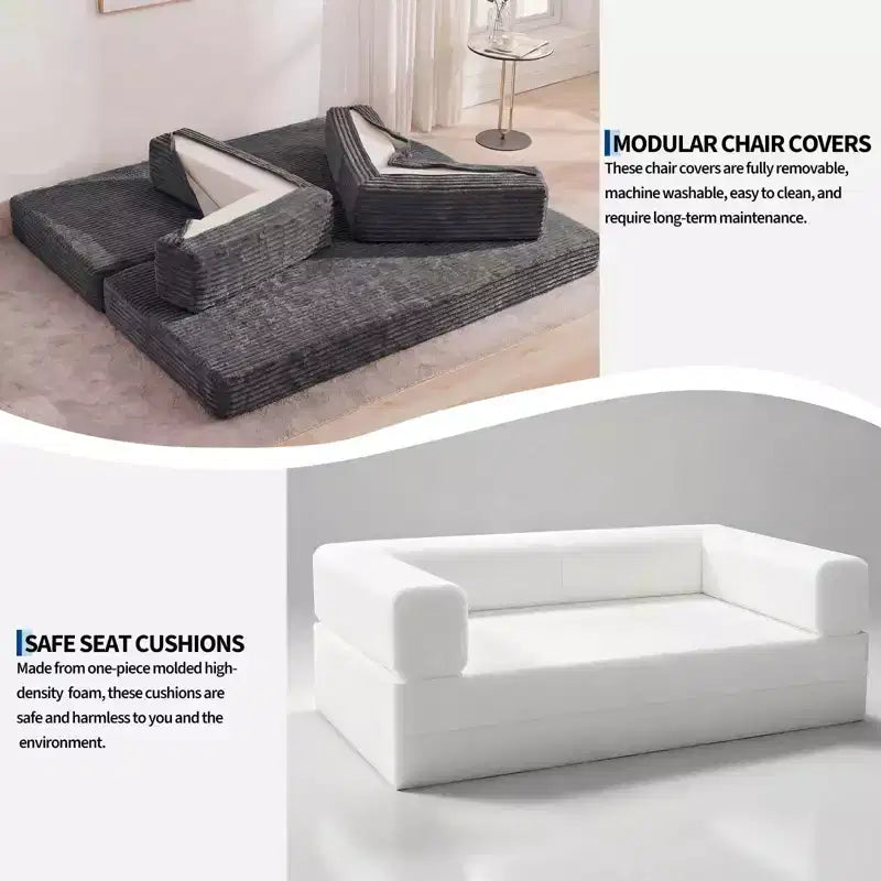 80,7 Canapé-lit convertible 5-en-1 – Corduroy, 1200 lbs, Aucun assemblage requis