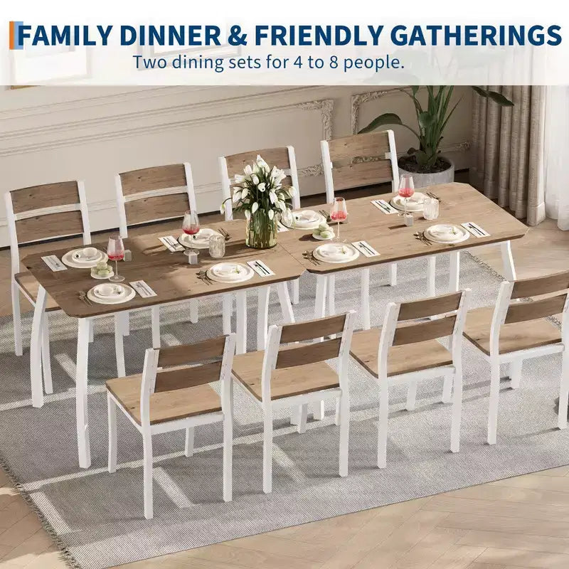 Ensemble de table et 4 chaises de cuisine avec cadre métallique, design biseauté