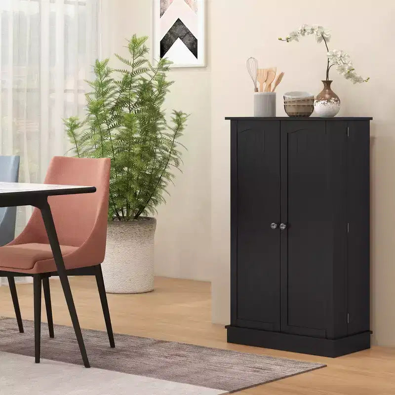 HOMCOM Meuble de cuisine 41, Armoire de cuisine à 2 portes avec 5 étagères de rangement, 12 porte-épices et étagères réglables pour salle à manger