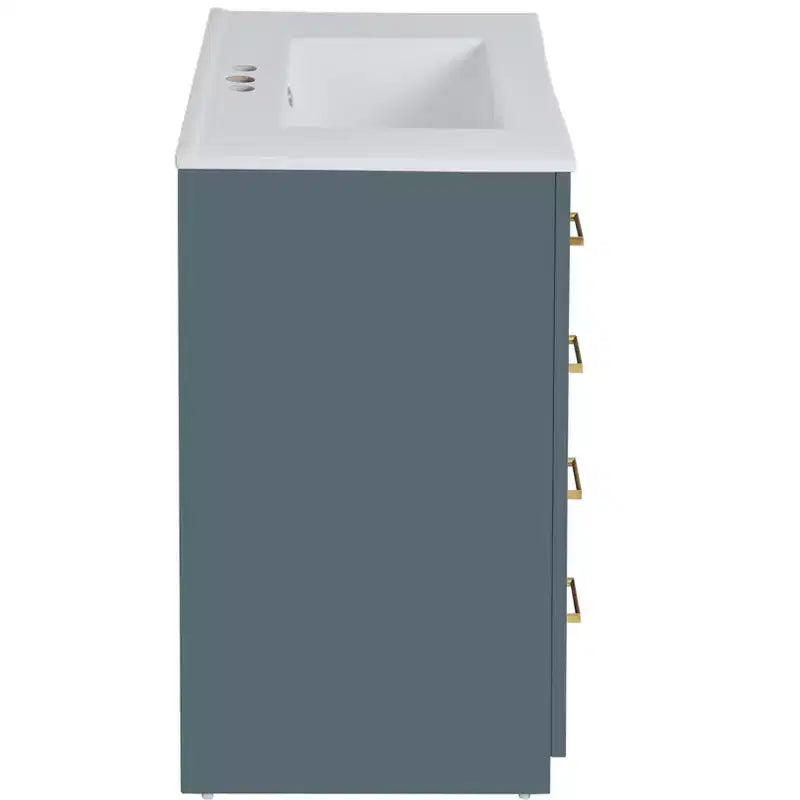 Meuble-lavabo de salle de bain 30 po avec armoire et 3 tiroirs – Noir / Bleu / Vert / Indigo / Blanc