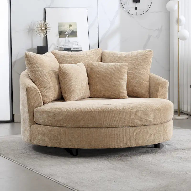 Fauteuil Moderne Rond Avec 5 Coussins Et Pouf Optionnel
