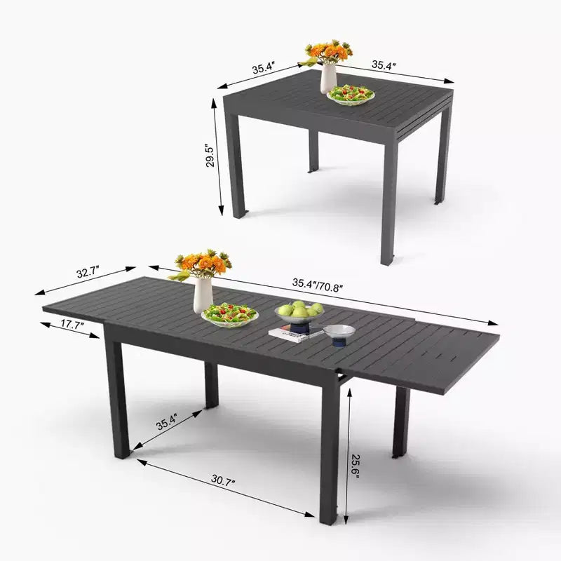 Table à manger extensible Okak en aluminium pour patio, cuisine et salle à manger