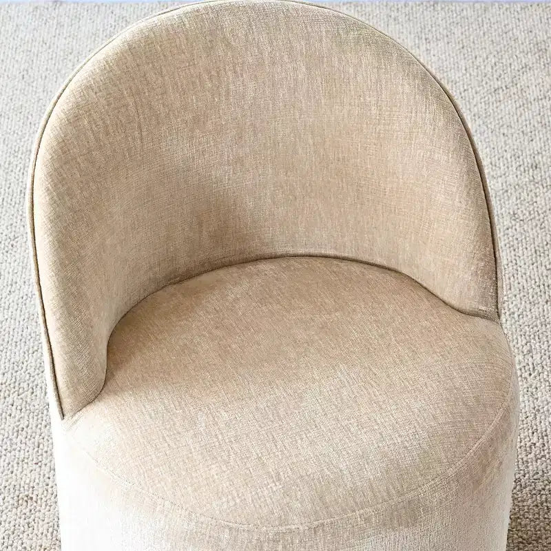 Ensemble de salle à manger moderne pour 6 personnes, table à manger ronde avec pied central, chaises de salle à manger pivotantes à roulettes, tissu chenille texturé - Panipeachy