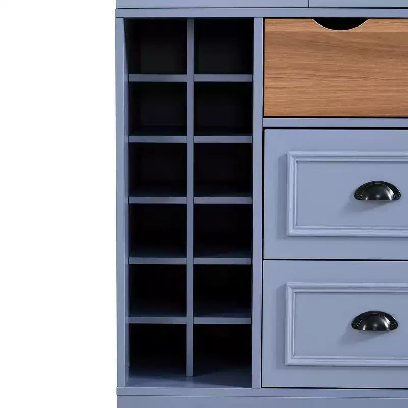Garde-manger de cuisine autoportant Whisen de 180 cm de haut, grand buffet de salle à manger avec 4 portes pliantes, étagères, porte-bouteilles