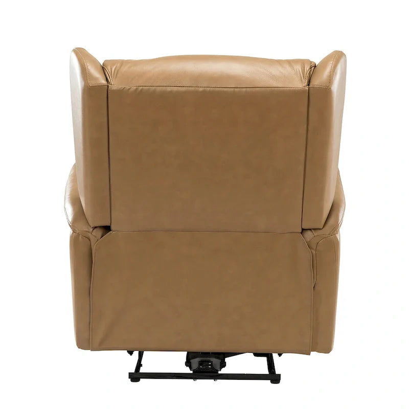 Fauteuil inclinable électrique en cuir véritable avec port USB – Dossier à oreilles clouté, ensemble de 2