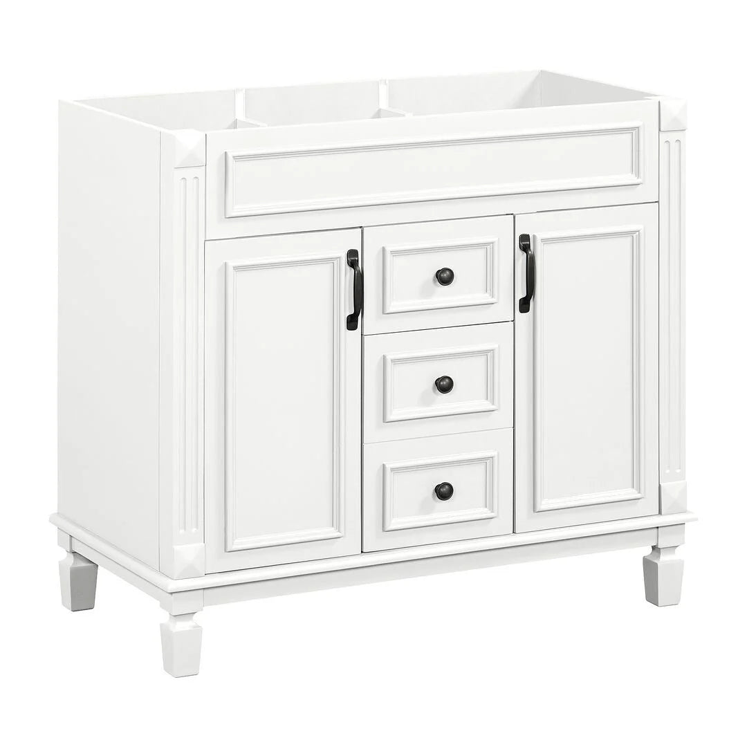 Meuble-lavabo de salle de bain moderne de 91 cm avec lavabo et armoire de toilette, 2 portes et 2 tiroirs