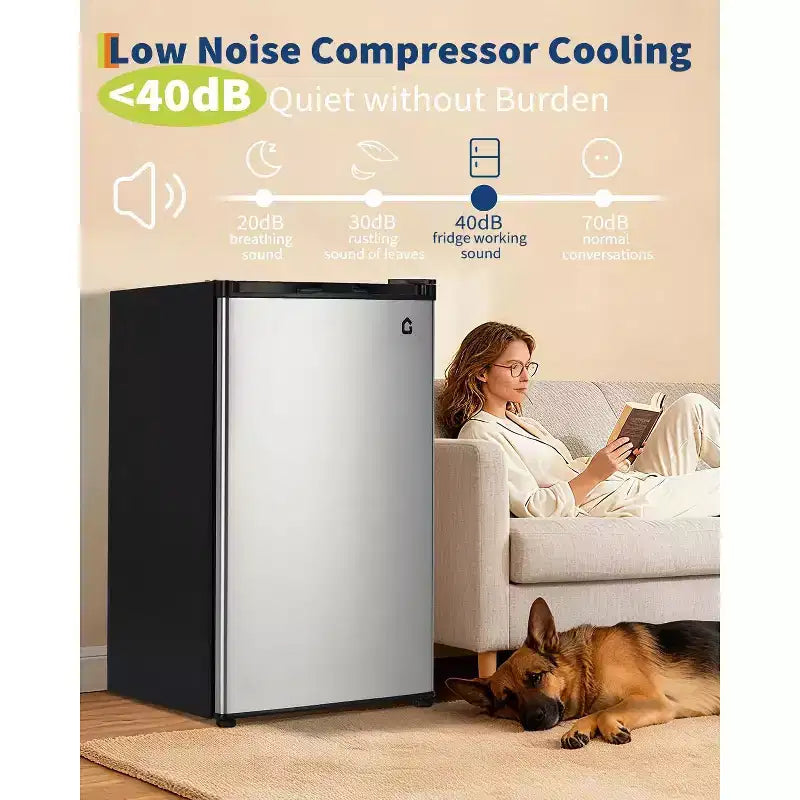 Mini-réfrigérateur de 127 litres avec congélateur, réfrigérateur compact avec porte réversible, thermostat réglable et économe en énergie, petit réfrigérateur