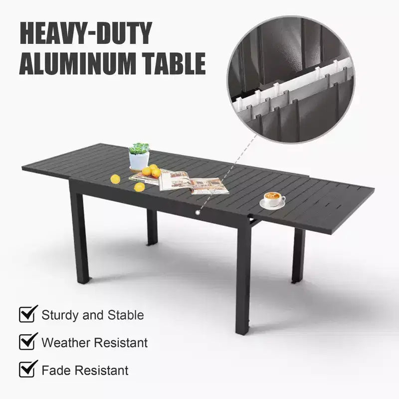 Table à manger extensible Okak en aluminium pour patio, cuisine et salle à manger