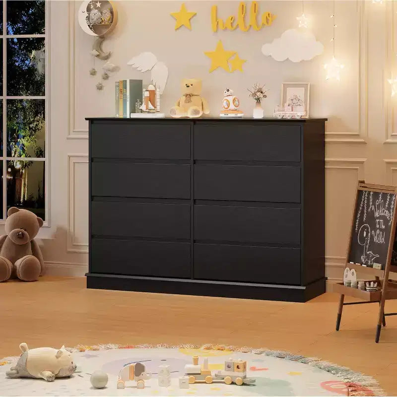 Armoire de rangement à 8 tiroirs, commode à tiroirs profonds, grand placard à plateau large pour salon, couloir, chambre d'enfants