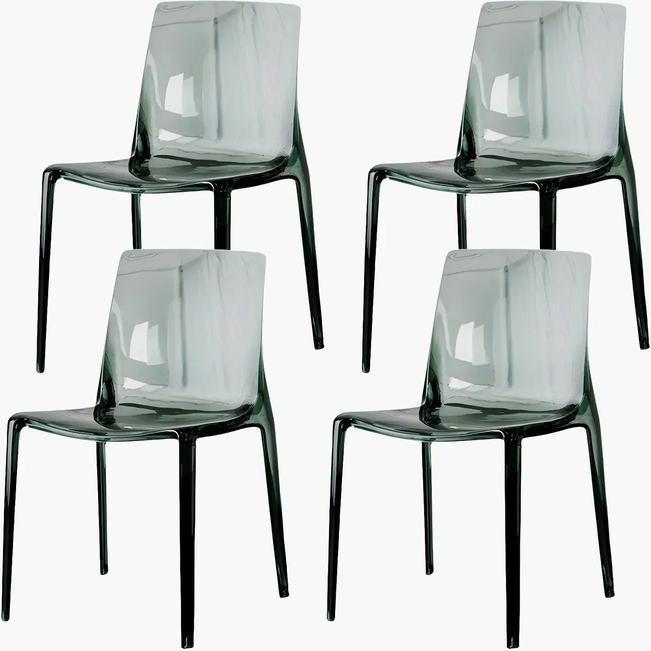 Chaise de salle à manger sans accoudoirs à dossier bas en acrylique ambre