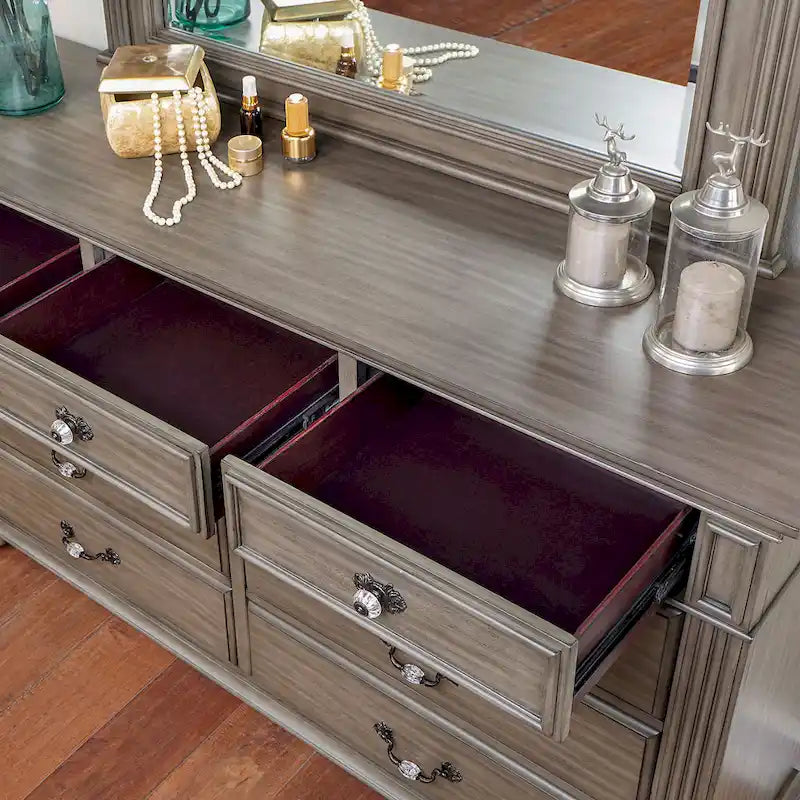 Commode et miroir traditionnels 2 pièces à 9 tiroirs Vame par Furniture of America