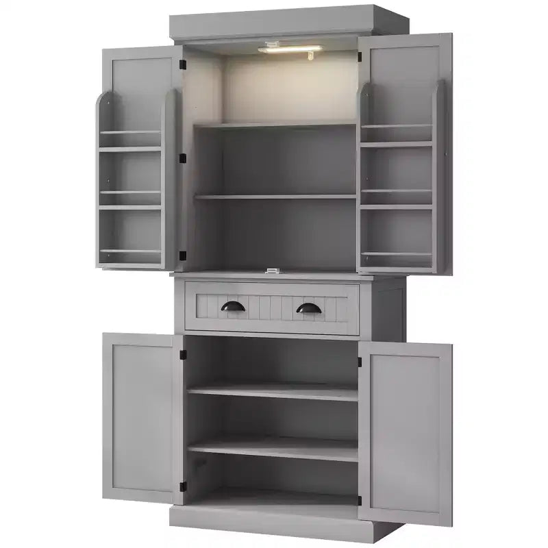 Garde-manger de cuisine de 71 po avec lumières DEL, 6 tablettes de porte, un tiroir et 4 tablettes réglables