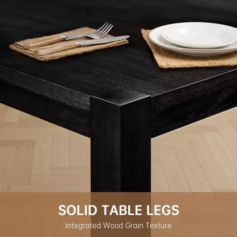 Ensemble de salle à manger moderne - Table 80" + 6 chaises rembourrées, cadre en bois massif, capacité de la table 400lbs, assemblage facile