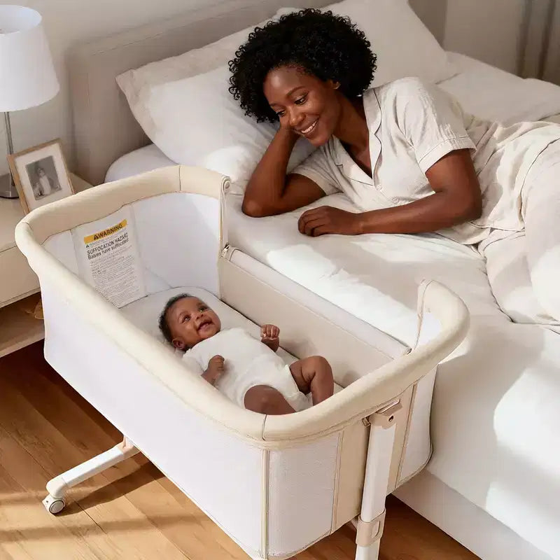 Berceau pour bébé avec roulettes – Beige / Gris / Rose, Cododo, pour 1 bébé