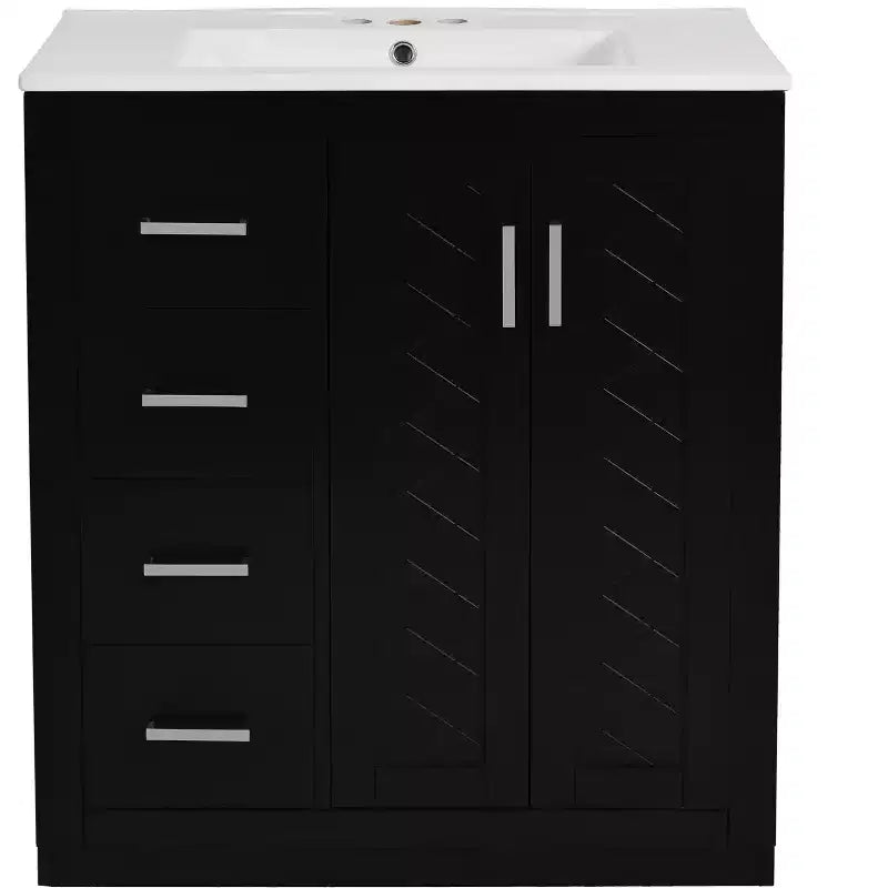 Meuble-lavabo de salle de bain 30 po avec armoire et 3 tiroirs – Noir / Bleu / Vert / Indigo / Blanc