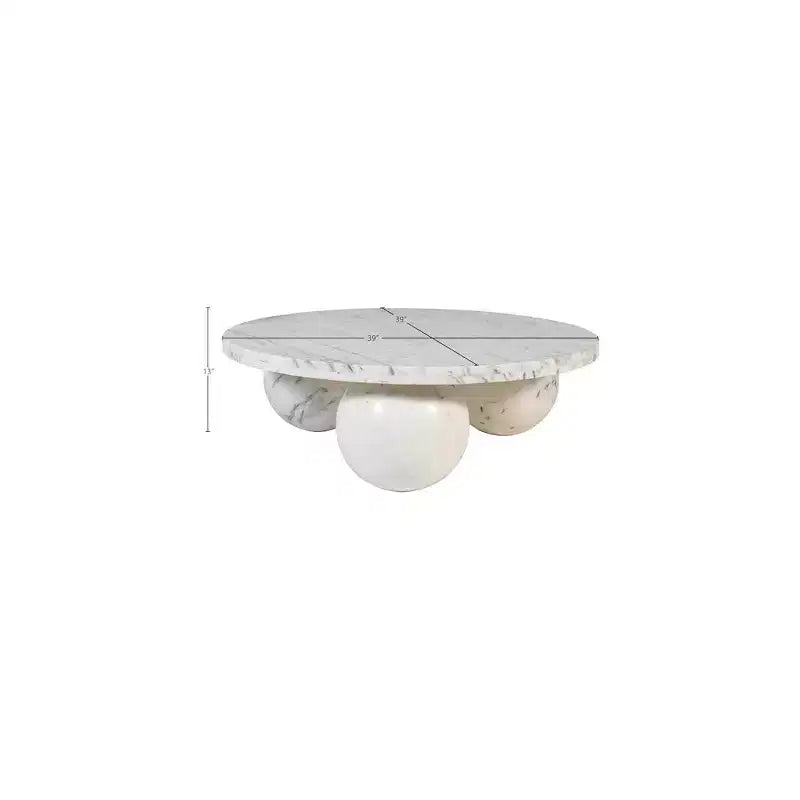 Table basse ronde en marbre avec pieds sphériques, multicolore, 4 places