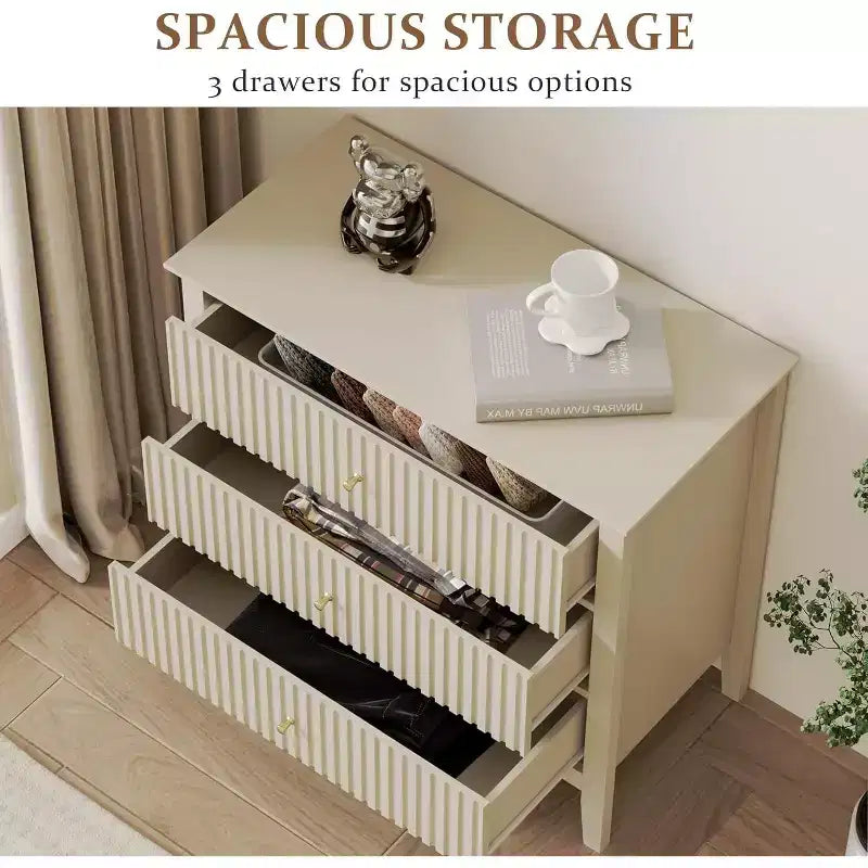 Heynemo Commode 3 Tiroirs, Table de Chevet en Bois Peint de 76 cm de Haut avec Rangement, Grande Commode Moderne avec Coulisses à Roulement à Billes