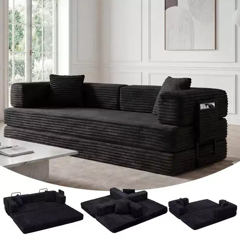 80,7 Canapé-lit convertible 5-en-1 – Corduroy, 1200 lbs, Aucun assemblage requis