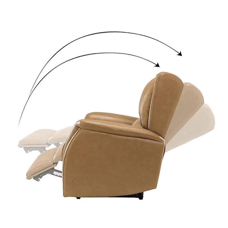 Fauteuil inclinable électrique en cuir véritable avec port USB – Dossier à oreilles clouté, ensemble de 2