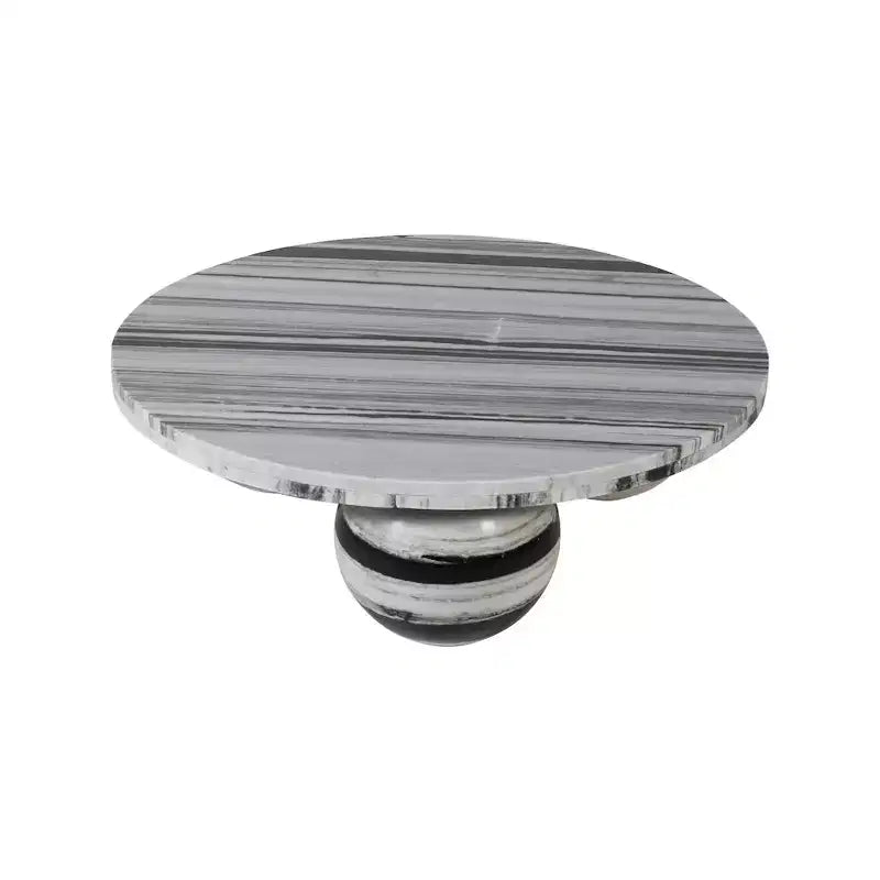 Table basse ronde en marbre avec pieds sphériques, multicolore, 4 places