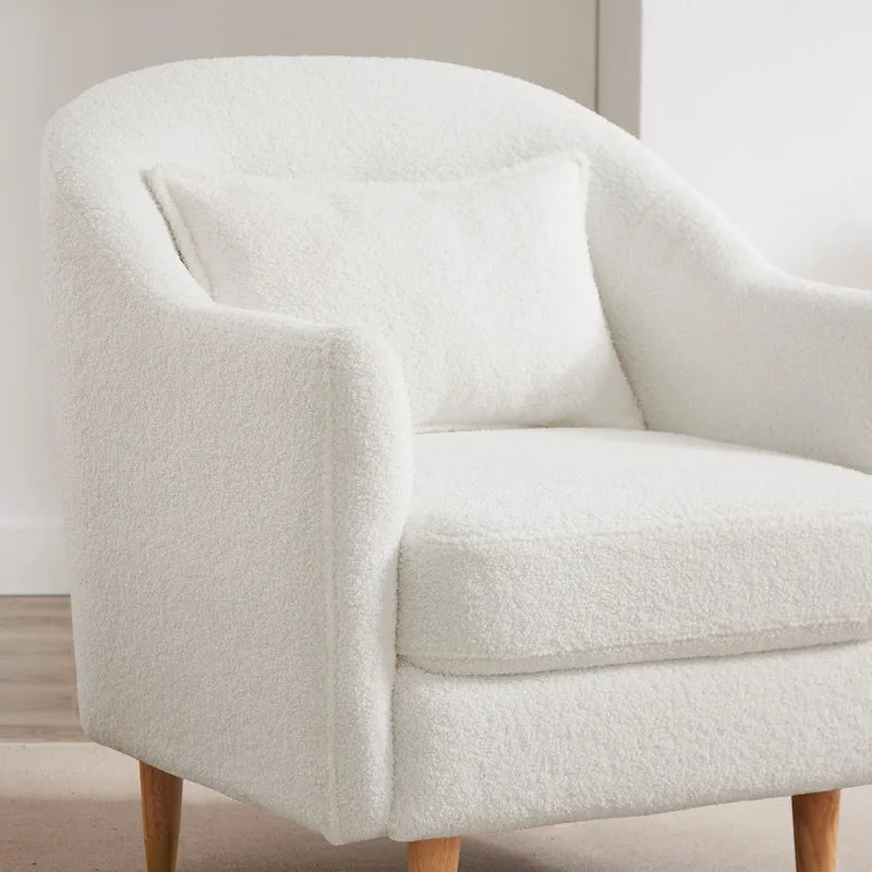 28.34W Lot de 2 fauteuils d'appoint, fauteuil barillet en velours avec pieds en bois massif