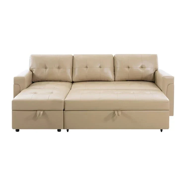 Canapé d'angle réversible convertible avec lit gigogne, méridienne de rangement et pieds durables