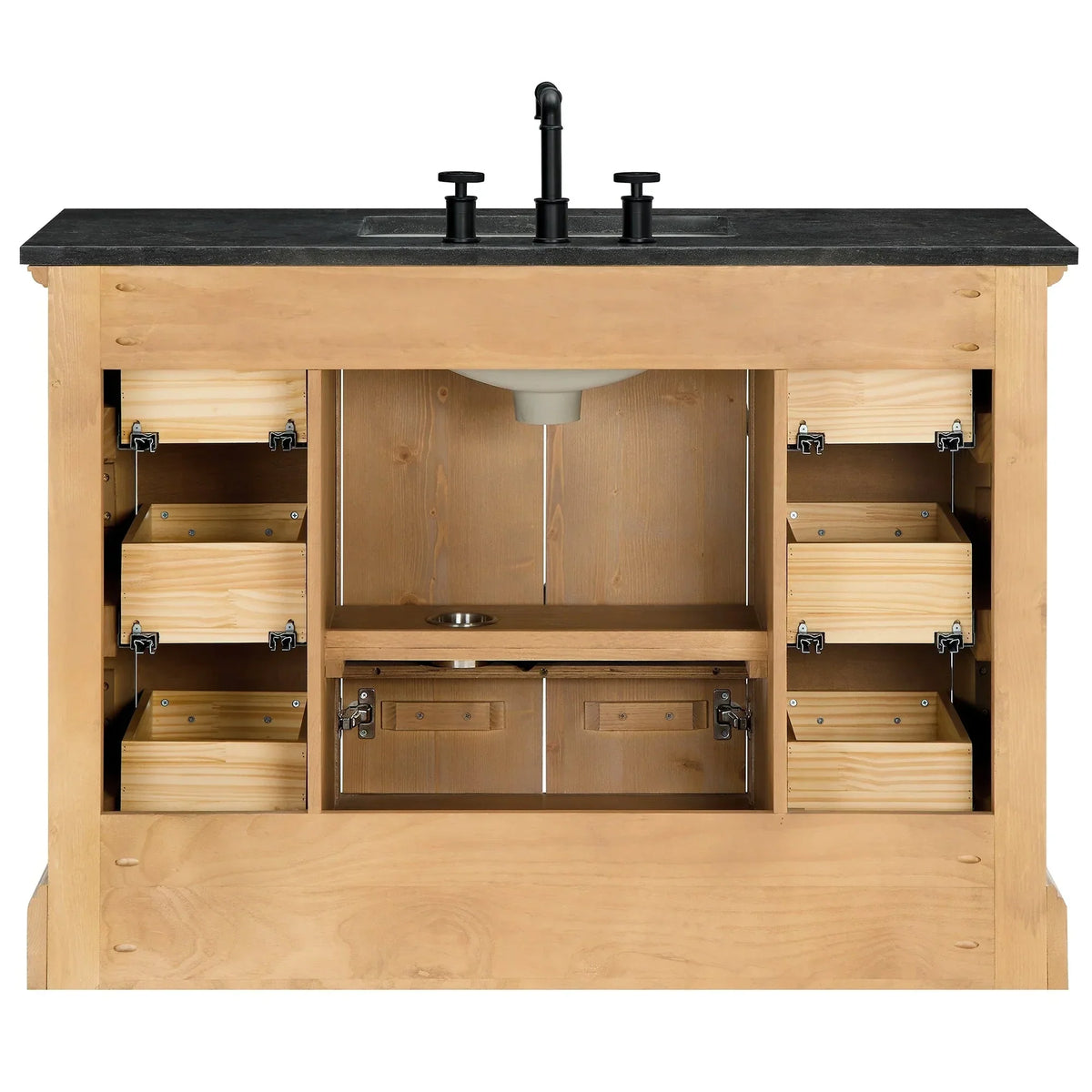 Meuble sous-vasque Hervas avec plateau en marbre naturel, sans miroir