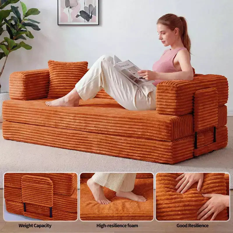 80,7 Canapé-lit convertible 5-en-1 – Corduroy, 1200 lbs, Aucun assemblage requis