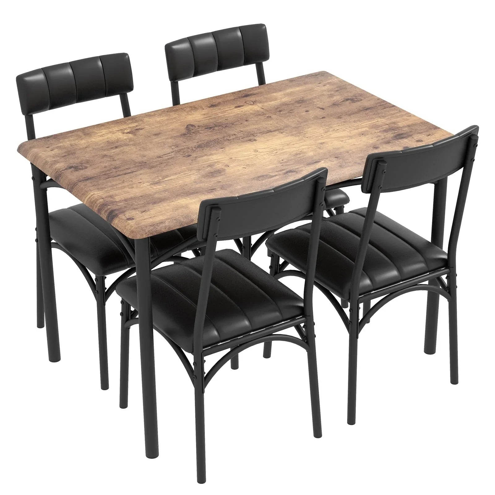 Ensemble table de salle à manger rectangulaire pour 4 avec chaises rembourrées