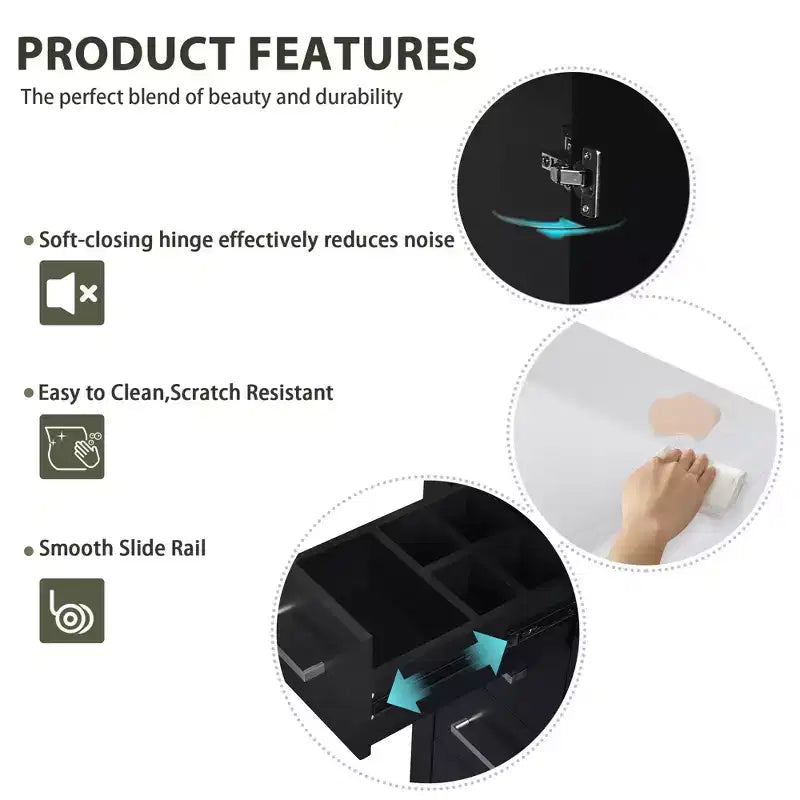 Meuble-lavabo de salle de bain 30 po avec armoire et 3 tiroirs – Noir / Bleu / Vert / Indigo / Blanc