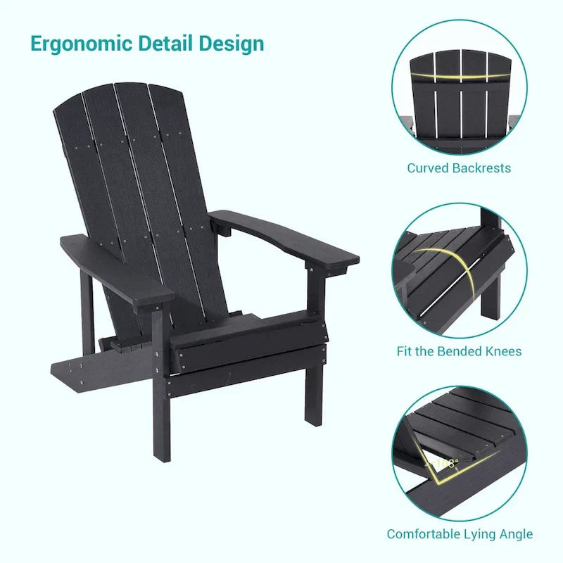 Chaises Adirondack d'extérieur en bois résistantes aux intempéries Bonosuki - Lot de 4