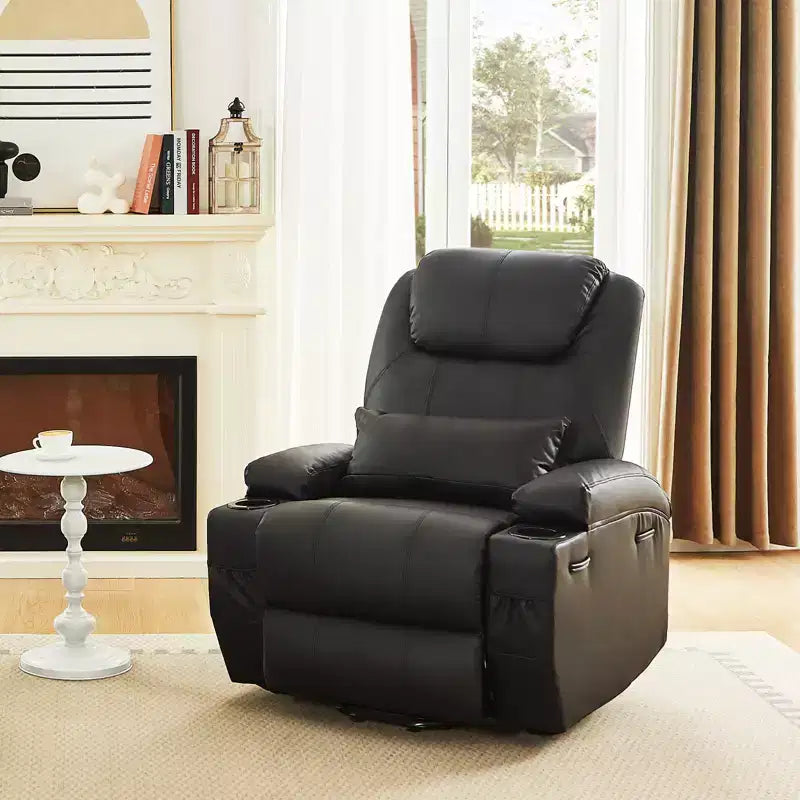Fauteuil inclinable électrique Bestier de 88 cm avec fonction de levage, massage et chauffage, en similicuir, avec poches latérales et porte-gobelets