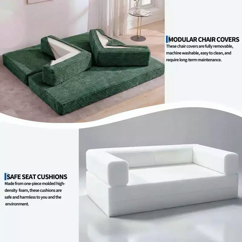 80,7 Canapé-lit convertible 5-en-1 – Corduroy, 1200 lbs, Aucun assemblage requis