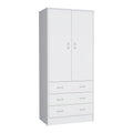 Grande Armoire Moderne à Deux Portes avec 3 Tiroirs et 1 Tringle pour Chambre à Coucher