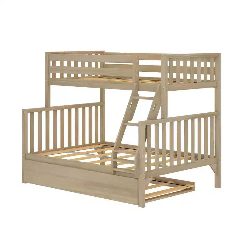 Lit superposé Max & Lily une place au-dessus d'un lit double avec lit gigogne, lits superposés pour enfants en bois massif de style scandinave