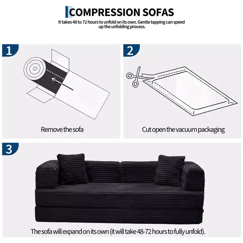 80,7 Canapé-lit convertible 5-en-1 – Corduroy, 1200 lbs, Aucun assemblage requis