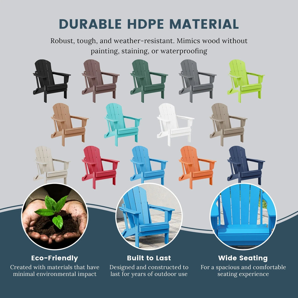 Chaise Adirondack pliante d'extérieur tout temps Polytrends Laguna résistante à la décoloration pour patio