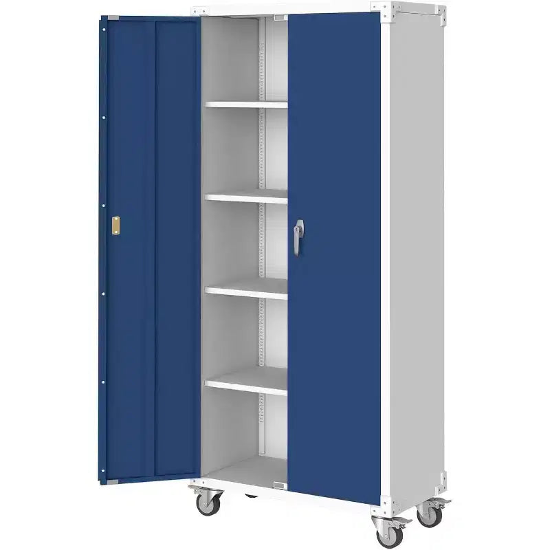 Armoire de rangement en acier de 180 cm avec portes verrouillables et 4 étagères réglables, meuble métallique robuste pour abri de voiture/bureau/garde-manger, conception antirouille
