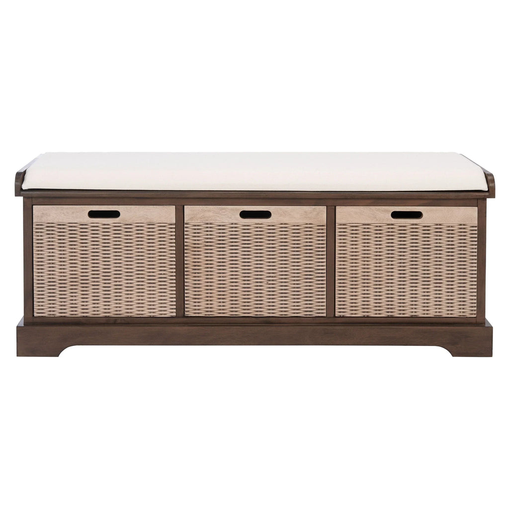 Banc de rangement SAFAVIEH Fiorello 3 tiroirs avec coussin - 47,3 L x 15 P x 19 H - 47Lx15Px19H