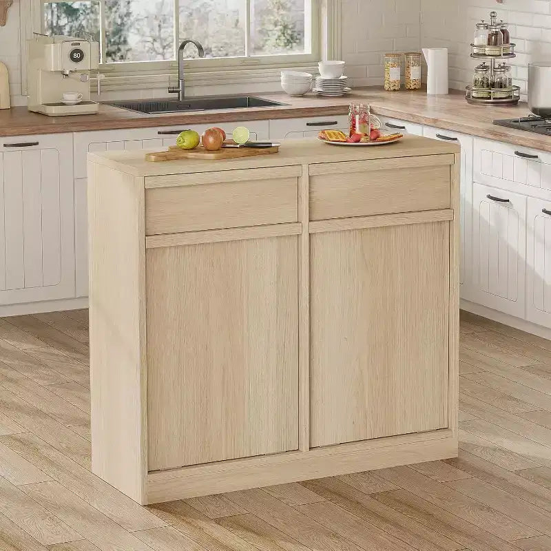 Poubelle inclinable, chêne naturel, poubelle avec rangement et tiroir, meuble poubelle caché, panier à linge pour cuisine, salle à manger, salon