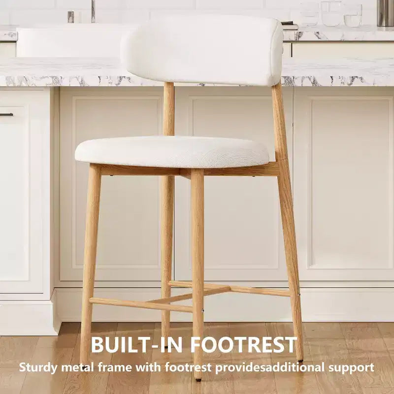 Tabouret de bar hauteur comptoir avec assise rembourrée et pieds en métal, chaise d'îlot de cuisine moderne de 26,3 pouces