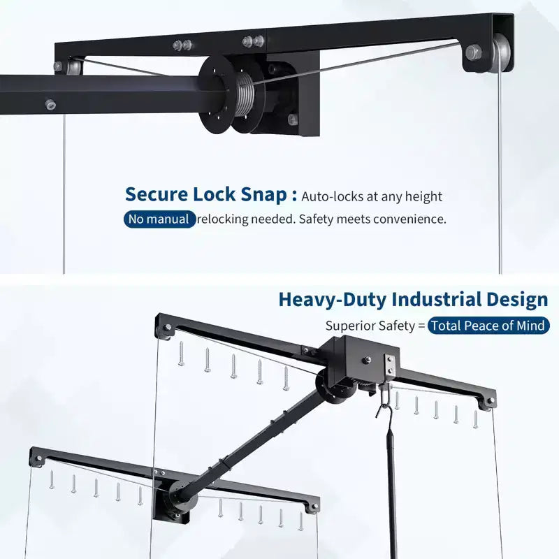 Étagère de rangement de garage robuste réglable, à fixation au plafond avec verrou de sécurité, capacité de 113 kg pour bacs, outils, vélos et garage