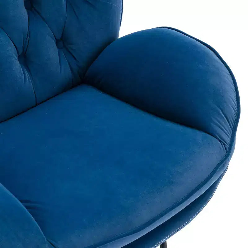 Fauteuil d'appoint en velours Okak avec pouf, fauteuil de salon moderne de style scandinave sans accoudoirs, fauteuil d'appoint doux et confortable pour regarder la télévision, jouer à des jeux