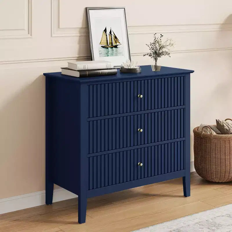 Heynemo Commode 3 Tiroirs, Table de Chevet en Bois Peint de 76 cm de Haut avec Rangement, Grande Commode Moderne avec Coulisses à Roulement à Billes