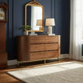Commode moderne à 6 tiroirs avec plateau Live Edge, piètement en métal et construction en bois mélangé durable