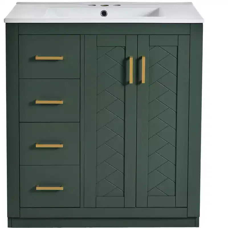 Meuble-lavabo de salle de bain 30 po avec armoire et 3 tiroirs – Noir / Bleu / Vert / Indigo / Blanc