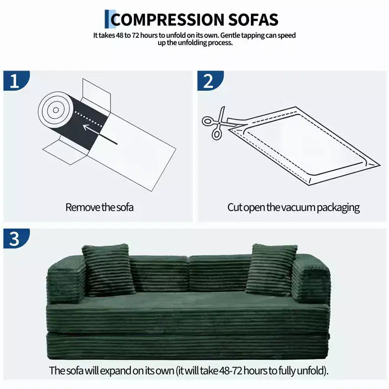 80,7 Canapé-lit convertible 5-en-1 – Corduroy, 1200 lbs, Aucun assemblage requis