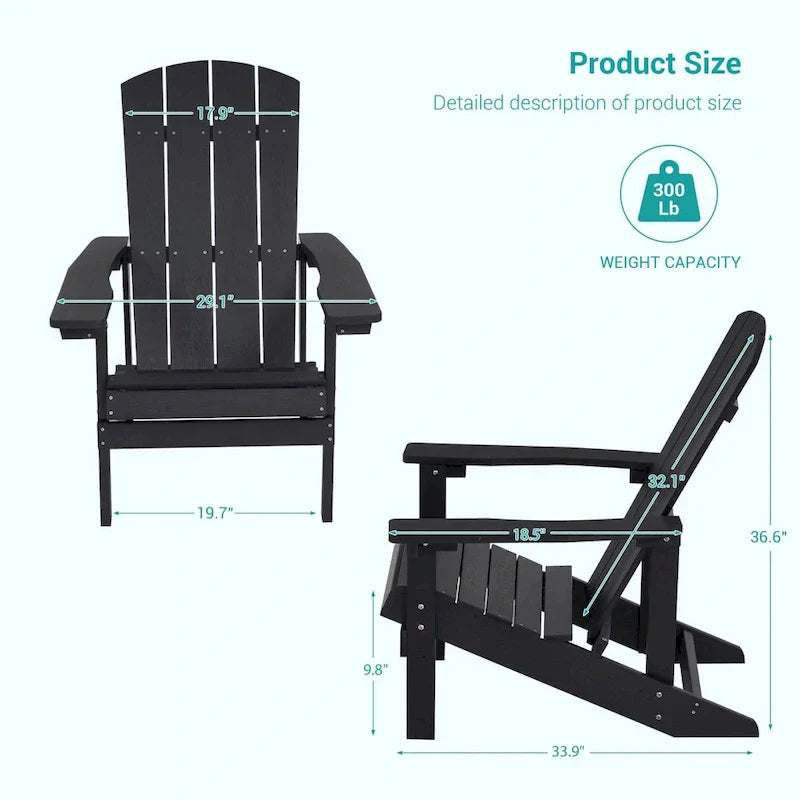 Chaises Adirondack d'extérieur en bois résistantes aux intempéries Bonosuki - Lot de 4